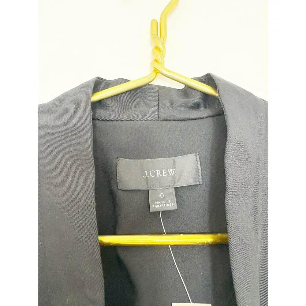 NWT J. Crew Going-Out Blazer Gramercy Twill Size 6 Black Workwear Open Preppy